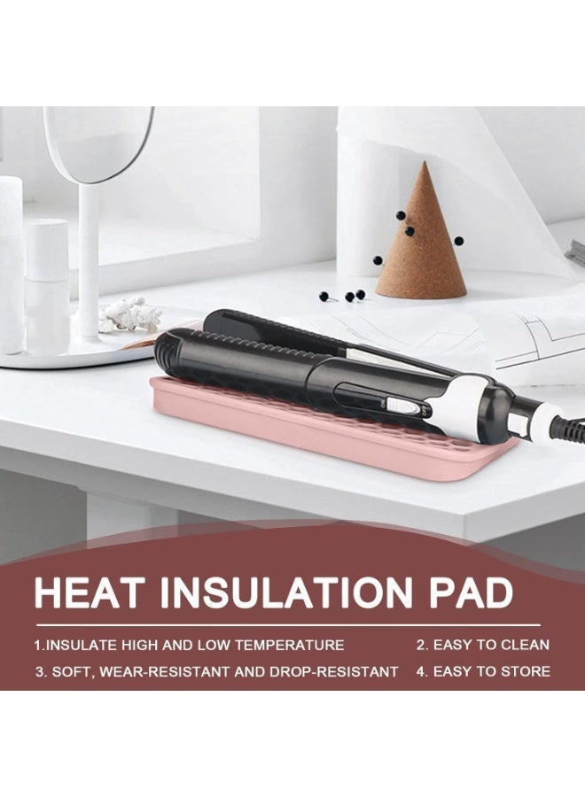 ChicAbode 2 Pack Silicon Heat Resistant Mat for Hair Tools, Travel Hot Pad for Curling Iron Small, Non Slip Flat Iron Mat Pad, Thick Styling Tool Mat, for Straightener Wands (Pink, Purple) - Image 4